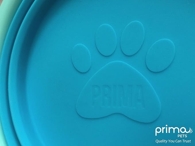 Prima Pet Expandable/ Collapsible Silicone Food & Water Travel Bowl with Clip for Small & Medium Dog and Cat, Size: 1.5 Cups (5.1 Inch Diameter Bowl) (AQUA)