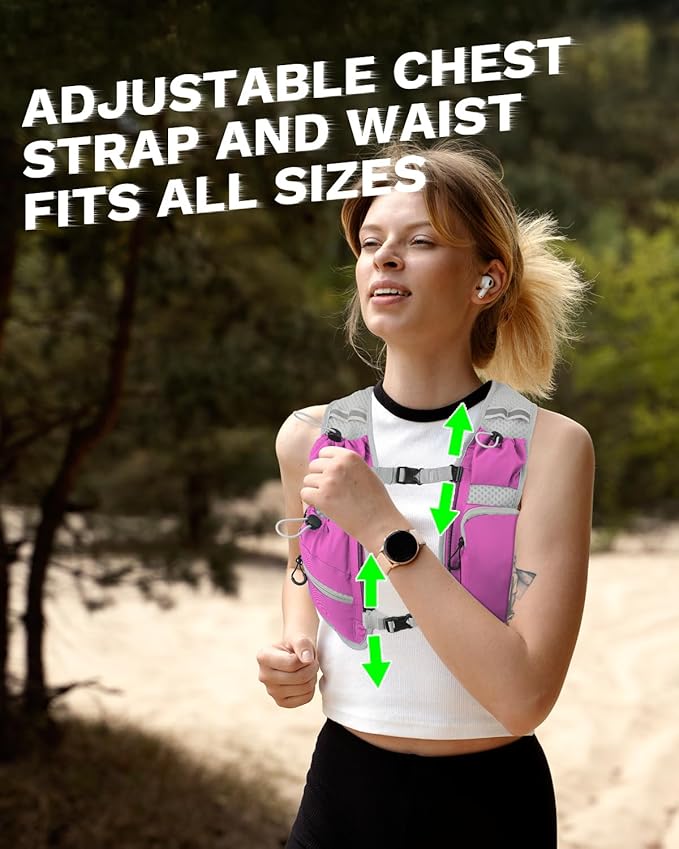 Running Vest for Women and Men, Hydration Running Backpack, Runners Vest, Hydration Vest, with Front Phone Holder, Adjustable Chest and Waist Strap