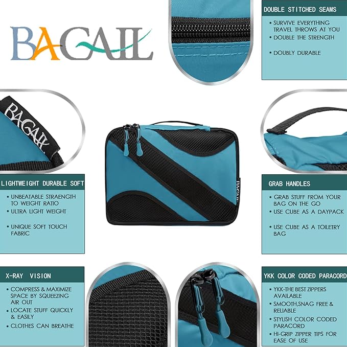 BAGAIL 6 Set Packing Cubes,Travel Luggage Packing Organizers