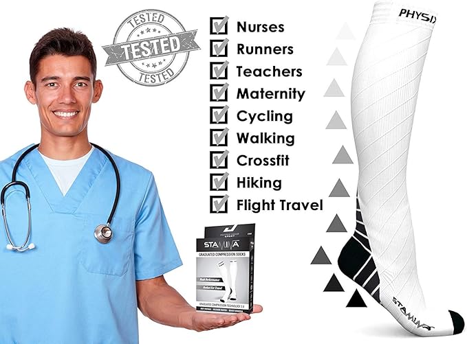 Physix Gear Compression Socks 20-30 mmHg - Men & Women - Running, Nurses, Shin Splints, Flight, Travel