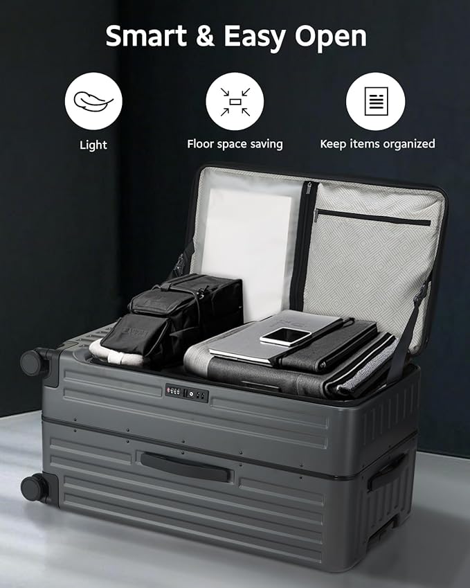 Checked Luggage, Large Suitcase 29 Inch Trunk Luggage with Spinner Wheels, Lightweight ABS+PC Hard Shell with Aluminum Frame, Top Opening, TSA Lock (Grey, 1PC)