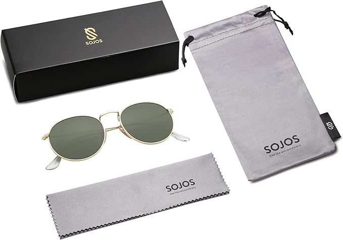 SOJOS Small Round Polarized Sunglasses for Women Men Classic Vintage Retro Shades UV400 SJ1014