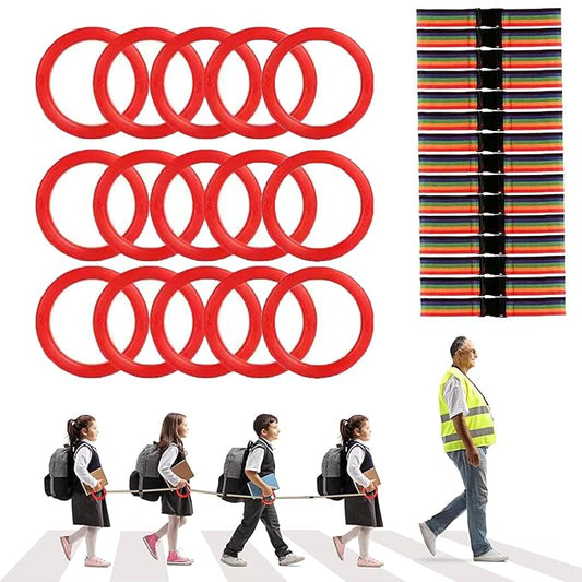 15/20 Sets Walking Rope for Preschool Colorful Toddler Leash for walking in line,Kids Handles Safety Line Wrist Leashes Detachable Transition Rope for Children's School Kindergarten Outdoor Supplies (Red, 15 sets)