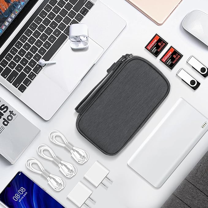 Skycase Electronic Organizer Travel Case - Waterproof Travel Cord Pouches for Organization, Cable Organizer, All-in-One Double Layers Storage Bag for Accessories, Charger, Cable, Deepgrey