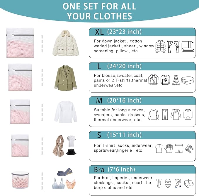 XXL Shoe Washing Machine Bag - 2 Reusable 360° Deep Clean Shoes Washing Bag for Washer and Dryer, Durable Zipper Laundry Shoe Bag Kit Include Laundry Bag for Delicates/Bra Laundry Bags (White)