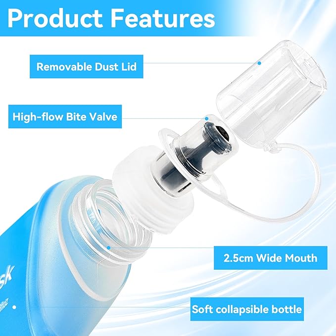 FR 150ml Soft Flask, Collapsible Soft Water Bottle for Hydration Packs - Running & Hiking Folding Water Bottle （White）