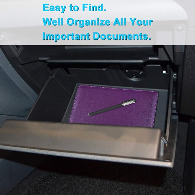 Wisdompro Car Document Holder Organiser, PU Leather Vehicle Insurance and Registration Holders Wallet Case for ID Card, Driving Licence, Key Contact Information Cards