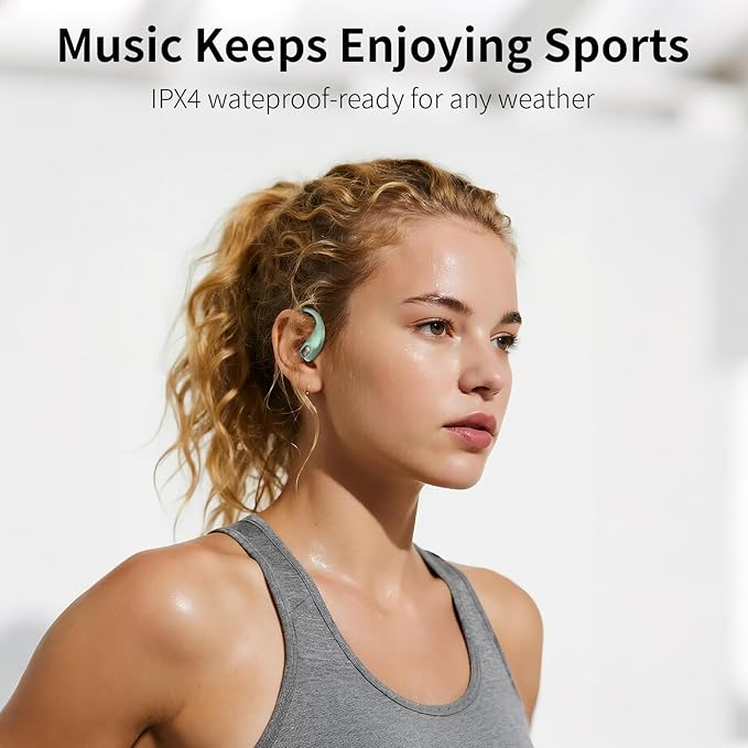 GALAAL Wireless Sport Earbuds Bluetooth Headphones,Lightweight Earbuds with Ear Hooks,Bluetooth5.4 Wireless Earphones,25H Playtime, IPX4 Waterproof Running Headphones for Gym(Green)