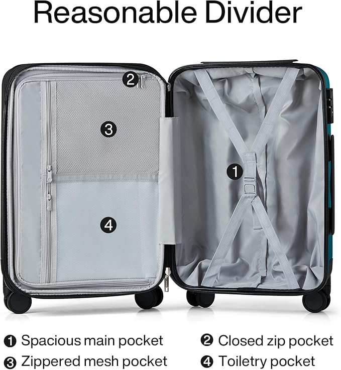 Hanke 29 Inch Expandable Checked Luggage Lightweight PC Hard Shell Luggage Suitcases with Wheels Tsa Luggage Rolling Large Suitcase Travel Luggage Bag for Study Abroad(Caribbean Blue)