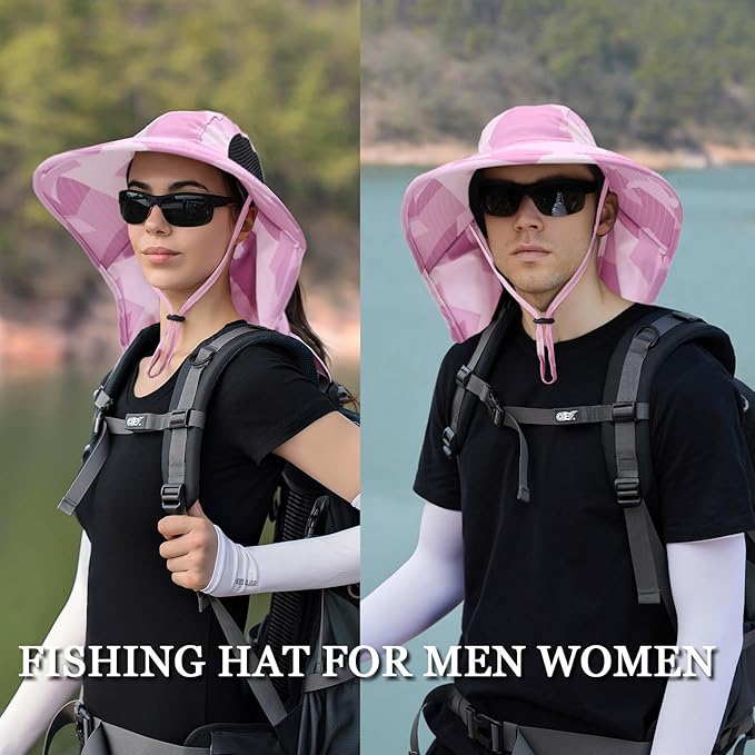 Sun Hat for Men Women with Neck Flap,UPF 50+ UV Protective Hiking Fishing Hats,Wide Brim Sun Hat for Women&Men