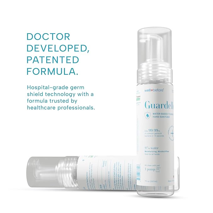 Well Before Guardelle, Alcohol-Free Foaming Hand Sanitizer - 97% Water, Non-Sticky Micro-Foam, 7 fl oz (Pack of 1)