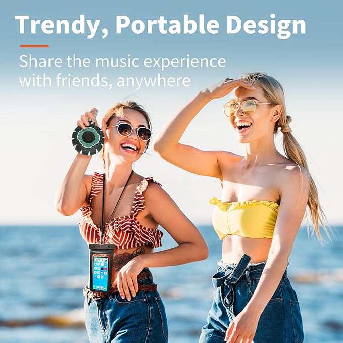 HEYSONG Bluetooth Shower Speaker + Waterproof Phone Pouch – Rugged & Ready for Any Wet Adventure