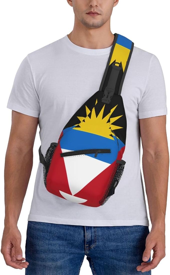 Antigua And Barbuda Flag Sling Bag Multipurpose Crossbody Sling Backpack Travel Cycling Hiking Shoulder Bag For Women Men