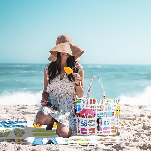 Bluboon Waterproof Beach Tote Pool Bags for Women Ladies Extra Large Carry On Bag With Wet Compartment for Weekender Travel