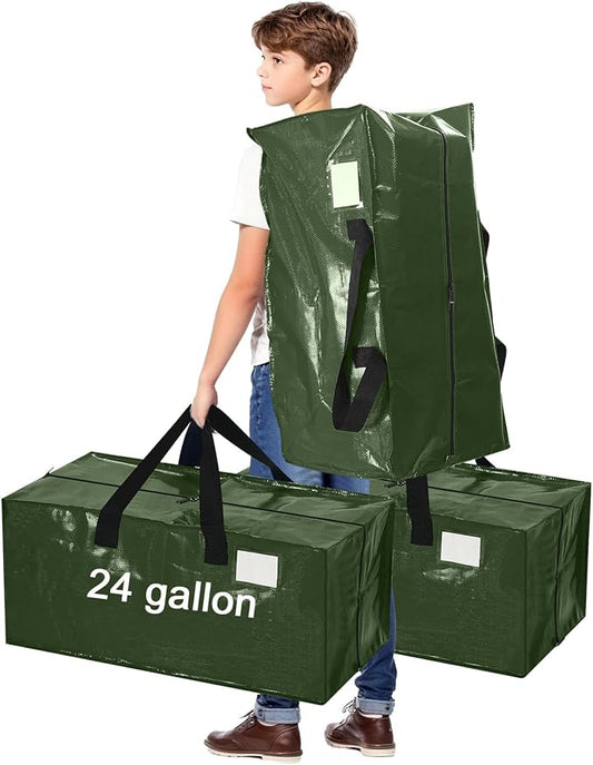 4 Pcs 24 Gallon Large Moving Bags with Zipper and Handles Foldable Storage Duffle Bags Heavy Duty Extra Large Totes for College Dorm Travel Clothes Blankets Bedding Moving (Green)