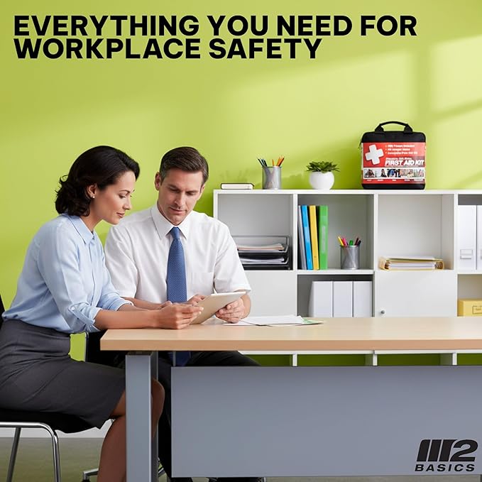 M2 BASICS Premium 300-Piece Emergency First Aid Kit (40 Unique Items) for Home, Car, Business, Travel & Outdoors – Durable Carry Bag, Medical Supplies for Camping & Sports