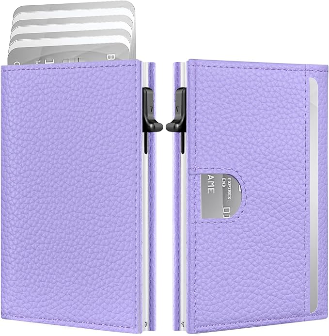 Vast Scenery Women's Small Wallet - 2026 Trendy Lavender Purple, RFID Blocking Smart Metal Pop Up Card Holder, Ultra Slim Fits Most Bags & Pockets, Holds 11+ Cards 10+ Bills, Gift for Her