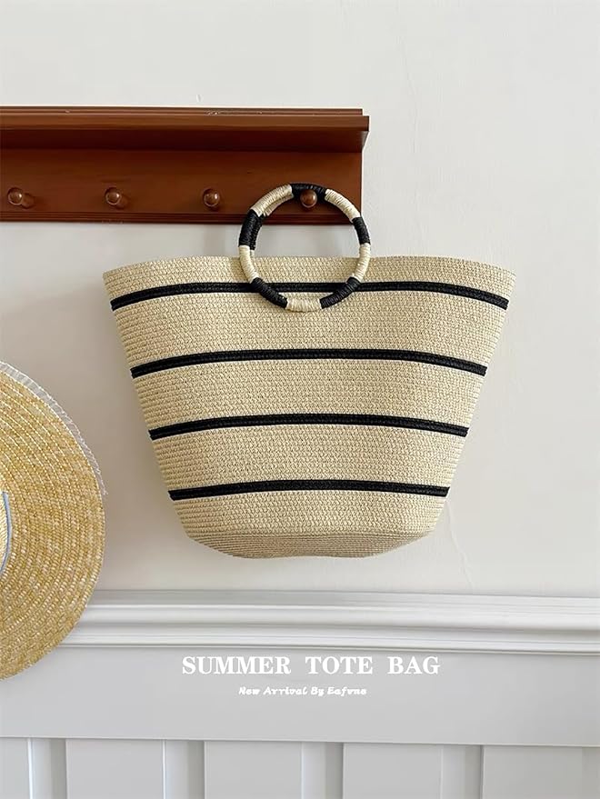 Beach Bags for Women Straw Tote Bag Summer Beach Bag Large Woven Straw Tote for Vacation Holiday