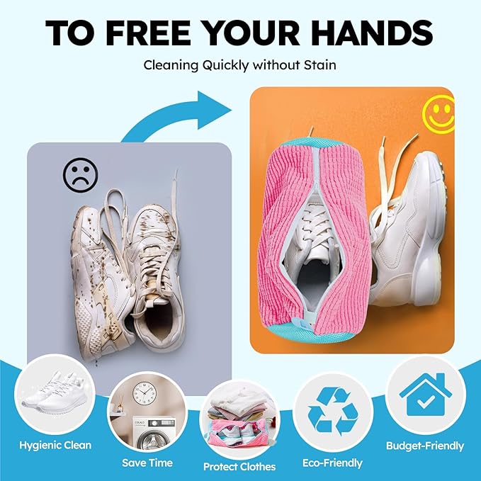 Shoe Washing Machine Bag: Shoe Bag for Washing Machine - Reusable Shoe Cleaning Bag for Sneaker Tennis Shoes Unstain Cleaner Kit