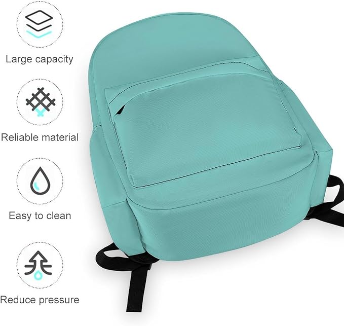 Pale Cyan Backpack Adult Travel Daybag for Women Men College Backpack for Vacation Hiking Camping Bag