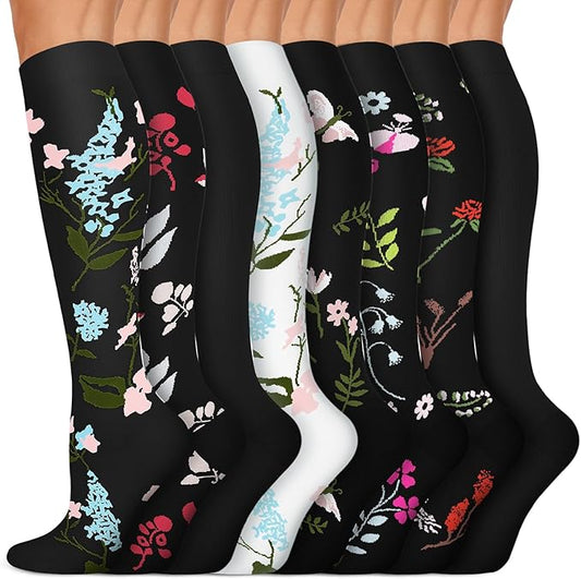 Copper Compression Socks 15-20 mmHg for Men & Women 8 Pairs – Circulation Support for Nurses, Travel, Running, Hiking, Soccer
