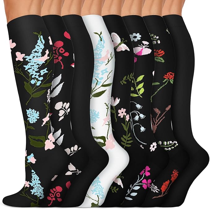 Copper Compression Socks 15-20 mmHg for Men & Women 8 Pairs – Circulation Support for Nurses, Travel, Running, Hiking, Soccer