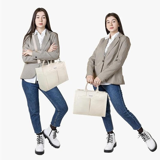 TOPDesign Heavy-Duty Canvas Tote Bag for Women, Adjustable Crossbody/Shoulder Handbag with 9 Pockets, Everything Tote