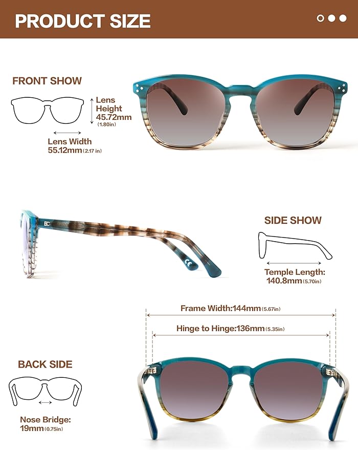 Polarized Sunglasses For Women UV - Protection Womens Trendy Fashion Large Shades With Acetate Frame BC2110