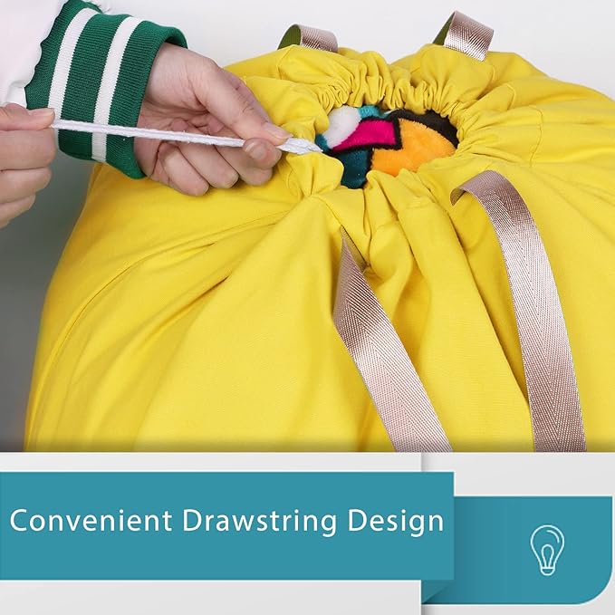 LOLOMLO Extra Large Canvas Laundry Bags with Handles & Drawstring Closure, Heavy Duty Tears Resistant Clothes Storage Travel Bags,25.5"x34",Yellow