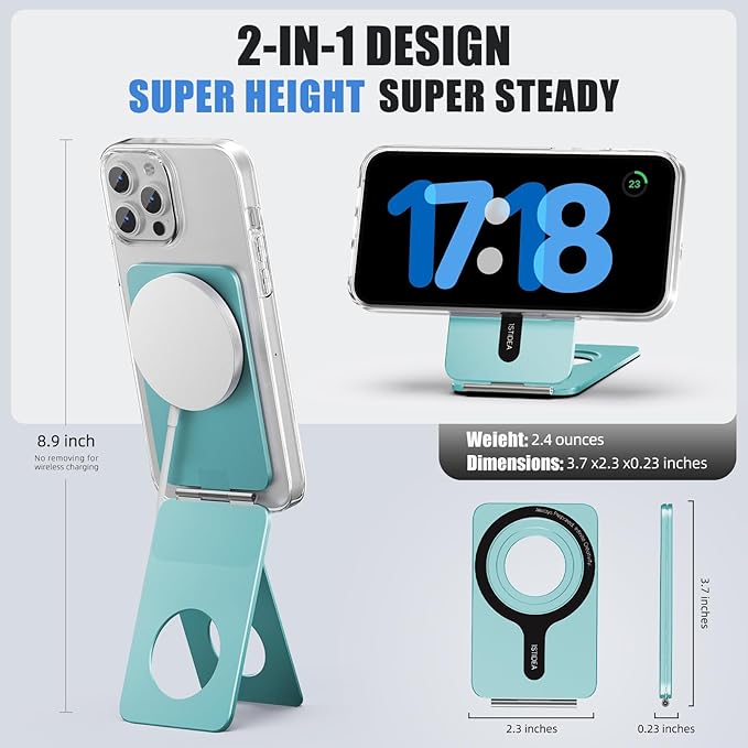 Phone Tripod Stand, Aluminum Alloy Mini Tripod Compatible with Magsafe iPhone 17/16/15/14/13/12 Series, Foldable Strong Magnetic Phone Stand, Mult-Angle Adjustment Selfie Stick