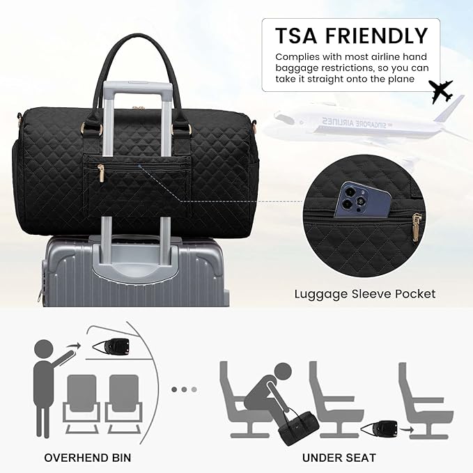 LOVEVOOK Travel Duffle Bag,Weekender Bags for Women Overnight Bag with Shoe Compartment, Carry on with Toiletry Bag,Duffel Bag with Wet Pocket,Hospital Bags for Labor and Delivery