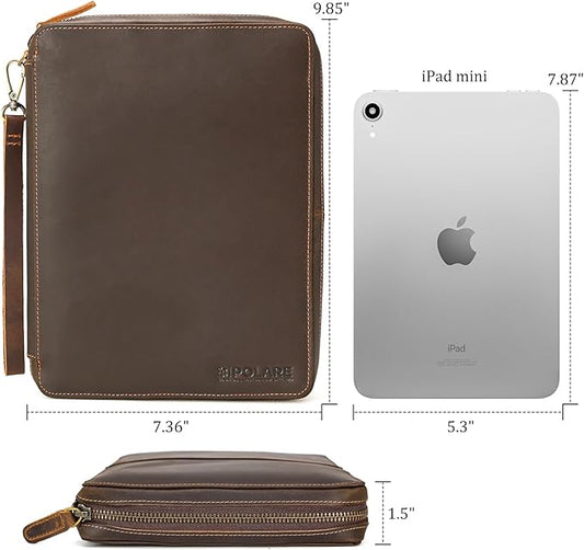 Polare Full Grain Leather Travel Cable Organizer Case Electronics Accessories Carry Bag with YKK Zippers Tech Storage Bag for Cables, Power Bank, USB, SD Card, Travel Essentials
