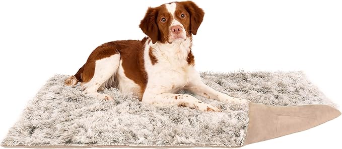 Furhaven Waterproof Throw Blanket for Dogs & Indoor Cats, Washable - Shaggy Plush Calming Long Faux Fur & Velvet Dog Blanket - Driftwood, Medium