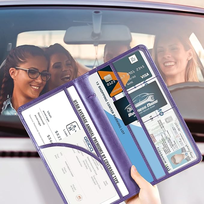 CoBak Car Registration and Insurance Holder - Vehicle Glove Box Car Organizer,Auto Truck Comparment Accessories Case with Magnetic Closure for Driver License,Cards