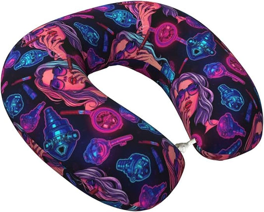 Travel Pillow for Boys and Girls, Comfortable Neck Chin Head Support Cushion Trippy Cool Girl Hippie Art, Comfortable for Airplanes Car Sleeping Rest