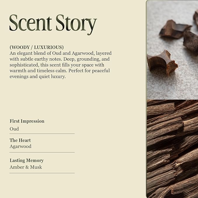 Scented Luxury Candles in Handmade Ceramic Jars, Soy Wax | Woody Wood – Oud & Agarwood, Large Candle | Non Toxic, 2 Wicks, Reusable Big Olive Green Jar | Natural Spring Aromatherapy for Women & Men