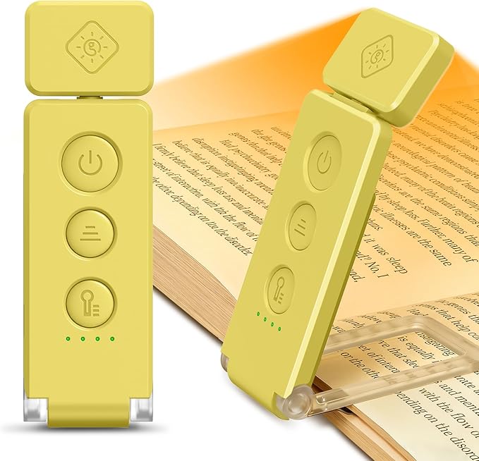 Glocusent 12 LED Rechargeable Book Light, Clip-on Reading Lamp with 5 Colors & 5 Brightness Levels, Up to 100Hrs Runtime, Eye-Caring Reading Lights for Books in Bed, Perfect for Book Lovers, Kids