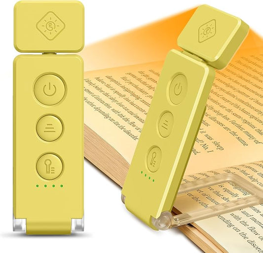 Glocusent 12 LED Rechargeable Book Light, Clip-on Reading Lamp with 5 Colors & 5 Brightness Levels, Up to 100Hrs Runtime, Eye-Caring Reading Lights for Books in Bed, Perfect for Book Lovers, Kids