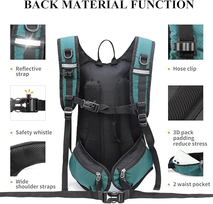 NONSAR Hydration Backpack, Hiking Backpack with 3L Water Bladder, Lightweight Insulation Hydration Pack, Water Backpack for Hiking, Cycling, Running, Festival, Camping for Men Women