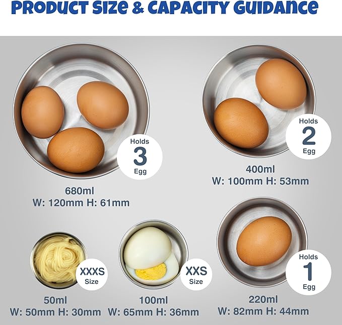 Homotte 304 Stainless Steel Containers with Lids Small for Lunch, Leak-Proof Stainless Steel Food Storage Containers for Back to School Kids, 5 Pack Stackable (2oz, 4oz, 8oz, 14oz, 24oz)