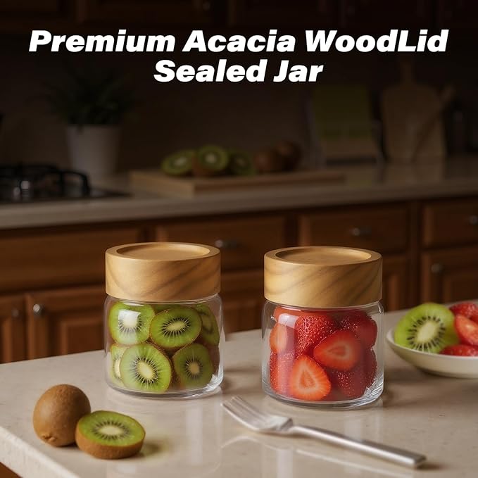 Zoaiirte 2-Pack 6 oz Glass Canisters with Airtight Sealing Lids - Leakproof Food Mason Jars for Meal Prep, Overnight Oats, Salad Dressings, Yogurt & Spice Storage