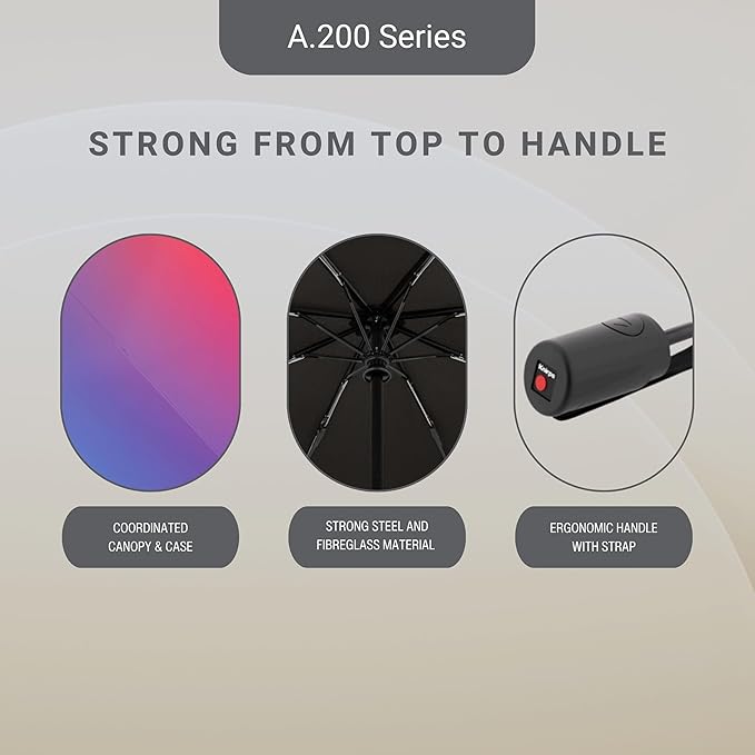 Knirps A.200 Medium Duomatic Windproof Umbrella for Adults – Automatic Open Close 38.5" Canopy, Travel Case Included