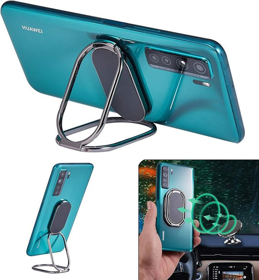 Phone Ring Holder Finger Kickstand Foldable Cellphone Stand 360° Rotation Metal Ring Grip Holder for Magnetic Car Mount Compatible with iPhone Samsung All Smartphone