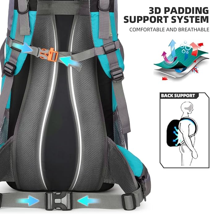 King'sGuard 70L Hiking Backpack with Rain Cover Lightweight Waterproof Travel Camping Backpack Large Backpacking Pack