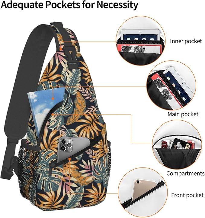 Hawaii Tropical Palm Sling Backpack Crossbody Bag Casual Chest Bags Travel Hiking Daypack Shoulder Bag for Women Men