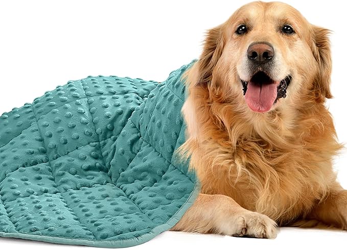 yescool Weighted Blanket for Dogs, 7 lb Thunder Blankets Shirt for Dogs, 40 x 60 inch Large Puppy Blanket for 65-100lb, Weighted Pet Blankets for Thunderstorms, Fireworks and Construction Noise, Teal