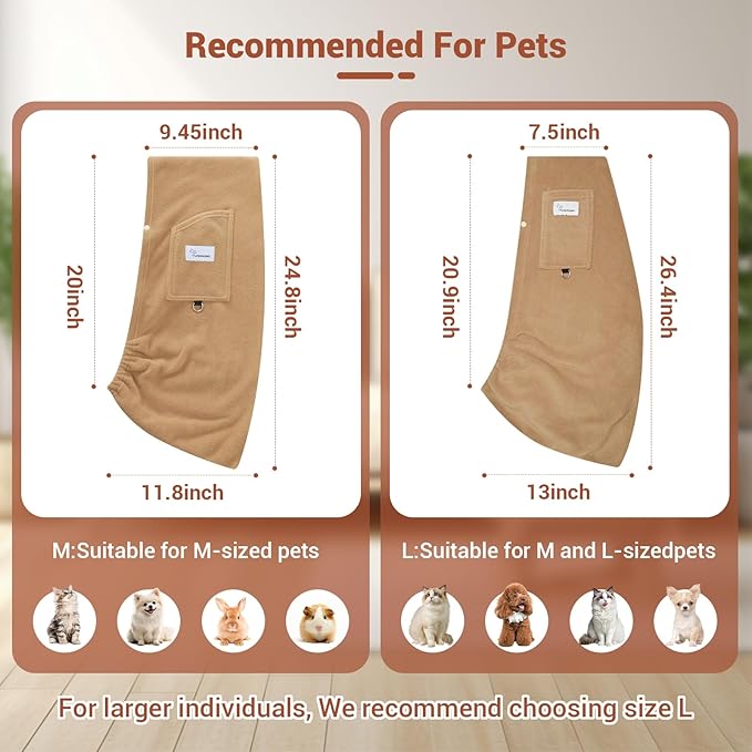 Dog Carrier Sling,Indoor Comfort Adjustable Cat Sling Carrier,with Front Pocket and Seat Belt Dog Carriers for Small Dogs Machine Washable,Suitable for Family Outdoor Use (Large, Khaki)