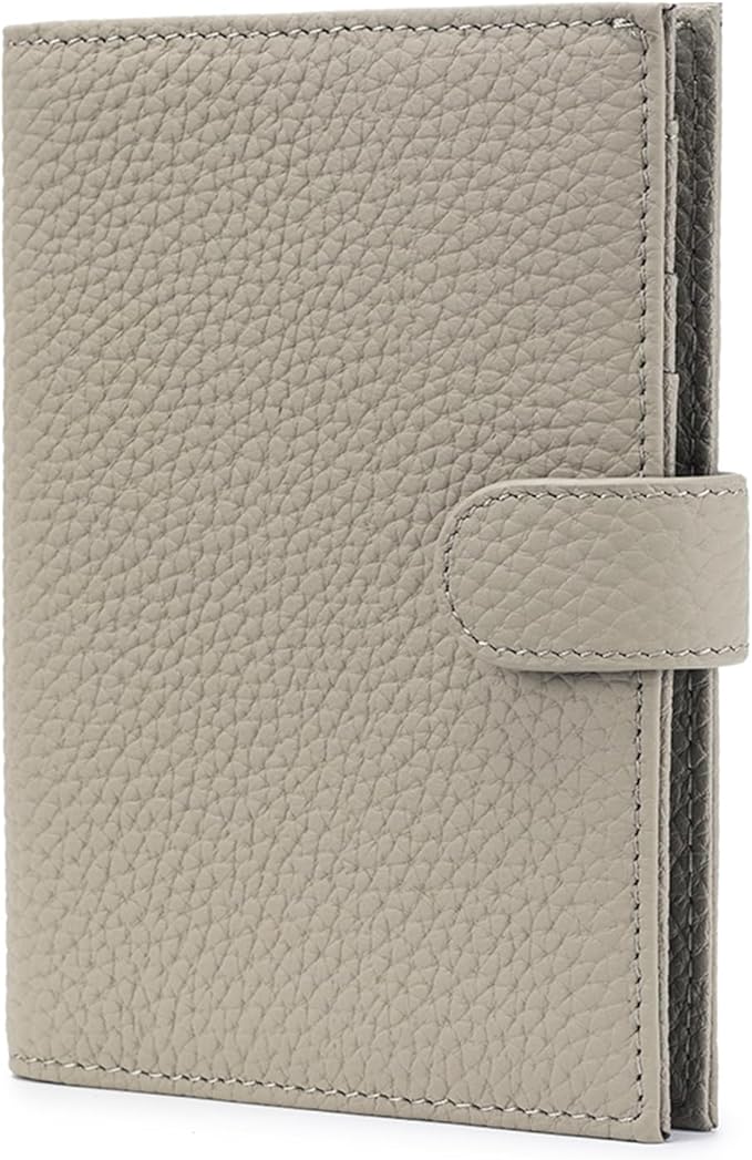 RFID Passport Holder Travel Wallet for Women, Leather Passport Cover Wallet with Card Holders SIM Slots,Zippered Coins Pocket and Cash Slot Slim Compact Travel Wallet (Eephant Grey)