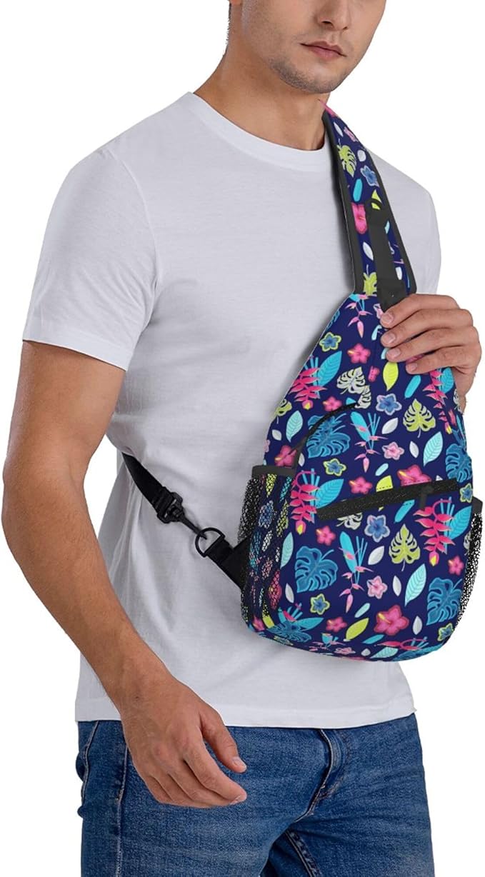 Hawaii Tropical Palm Sling Backpack Crossbody Bag Casual Chest Bags Travel Hiking Daypack Shoulder Bag for Women Men