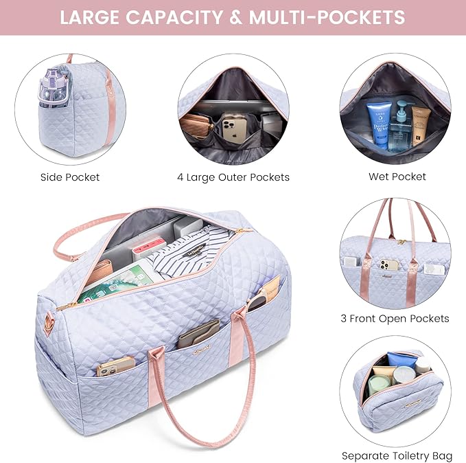 LOVEVOOK Travel Duffle Bag,Weekender Bags for Women Overnight Bag with Shoe Compartment, Carry on with Toiletry Bag,Duffel Bag with Wet Pocket,Hospital Bags for Labor and Delivery